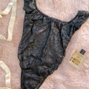 Victoria’s Secret Black Shimmer Lace Bodysuit